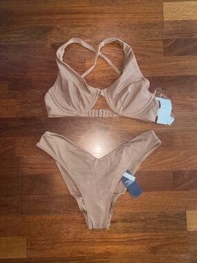 Abercrombie & Fitch Metallic Nude Underwire Bikini Set